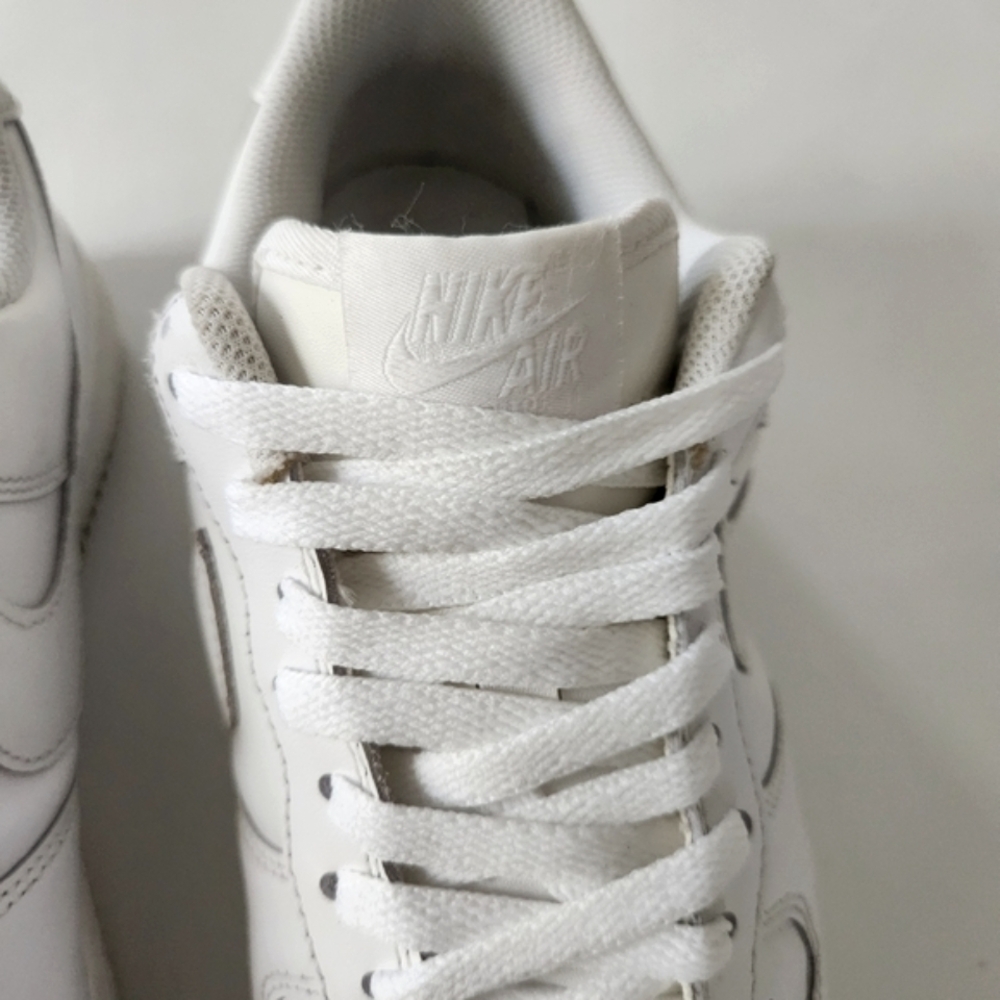 Nike Air Force 1 White Leather Sneakers - Picture 4 of 13